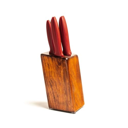 Pirge Pure Line Küchenmesser Set mit Block 6 TLG Edelstahl - Messer Set mit Hainbuchenholz Messerblock - 54 HRC Deutscher Edelstahl mit Hohem Kohlenstoffgehalt von Pirge