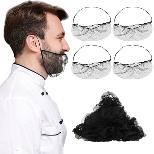 Elastische Bartnetze für den Lebensmittelservice, bequeme Bartabdeckungen für Männer, atmungsaktiv, zum Kochen, Reinigen, Haarnetze für Lebensmitteldienstmitarbeiter (schwarz), 100 Stück von Piriuuo