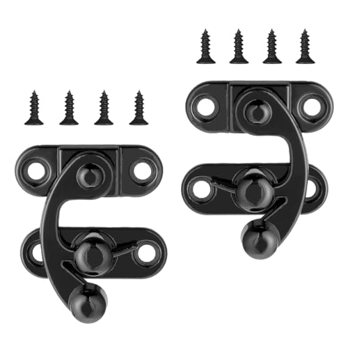 Piriuuo 2 Stück Hasp Retro Verschluss, 3,2x 2,8cm Kleine Haspenverschlüsse Antike mit 8 Schrauben Vorhängeschloss Latch Hook Schnell Verschluss Rechte Riegelhaken Haspe Riegel von Piriuuo