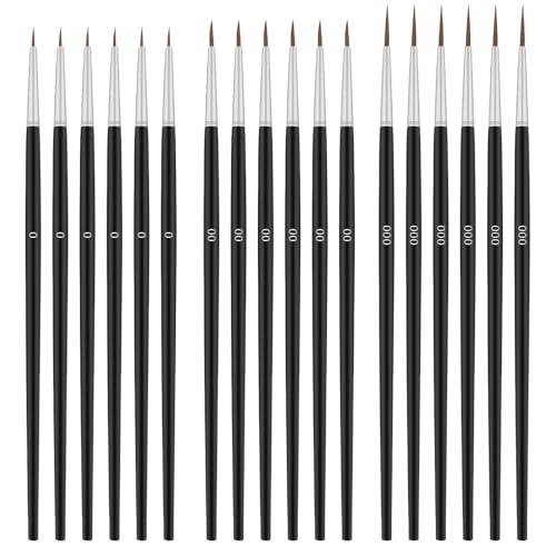 Piriuuo 30 Stück Feine Pinsel Set, 3 Größen Pinsel-Set mit Feiner Spitze Kleines Pinselset Winzige Miniaturpinsel Feine Detail Pinsel für Acryl Aquarell Modellbau, Basteln, Aquarell, Gesichtsbemalung von Piriuuo