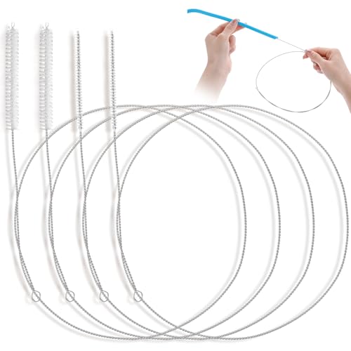 Piriuuo 4 Stück Schlauchbürste, Strohhalm Reinigungsbürst 1 m Edelstahl Bürste Flaschenbürste Extra Lange Bürste Schlauchbürste Reinigungsbürste für Kühlschrankablauf Strohhalmrohr, Schlauch, Flaschen von Piriuuo