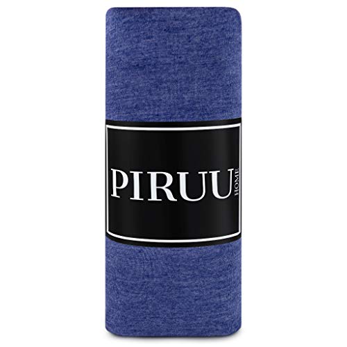 Jersey Spannbettlaken Spannbetttuch Bettlaken Baumwolle (Dunkelblau, 90x200 cm) von Piruu
