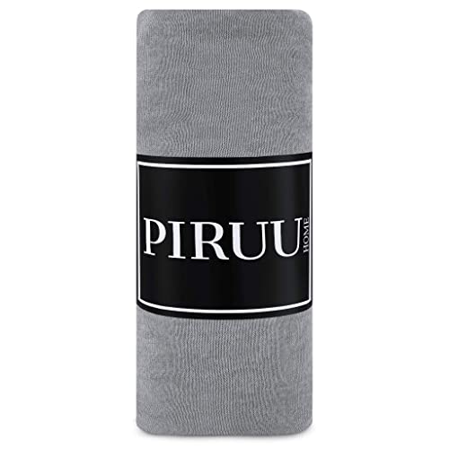 Spannbettlaken Jersey 160x200 cm Spannbetttuch Bettlaken Baumwolle (Grau, 160x200 cm) von Piruu