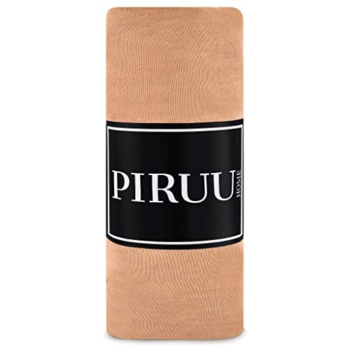 Piruu Jersey Spannbettlaken Spannbetttuch Bettlaken Baumwolle (Beige, 90x200 cm) von Piruu