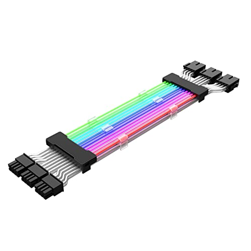 Kabelverlängerung, PC Sleeved Cable Kit PC-Netzteile RGB Stromverlängerungskabel, 24 Pin/2x8 Pin/3x8 Pin RGB Kabel, RGB Leitungsverlängerungskabel, PC Interne Komponenten Für Motherboard Anschluss von Pisamhid