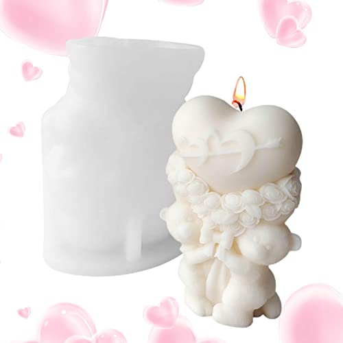 Pisamhid Blume Kerzenform | 3D Herz Blume Bär Seifenform - Valentinstag Home Decoration Silikonformen für DIY Aromatherapie Seifen Kerzen von Pisamhid