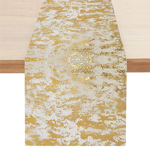 Pisamhid Bronzierter Tischläufer - Pailletten Glitter Gold Tischläufer | Goldener -Tischläufer 11 x 118 Zoll Tischdekoration für Hochzeit, Geburtstag, Bankett, Weihnachten von Pisamhid