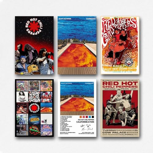 Ein Set von 6 roten Postern Hot Chili Peppers Rockband Musikalbum Retro Vintage Wandkunst Leinwand Poster Zimmer dekorativer ästhetischer Druck Dekor 20 x 30 cm Stil 3 Ein Set von 6 roten Postern Hot Chili Peppers Rockband Musikalbum Retro Vintage Wandkunst Leinwand Poster Zimmer dekorativer ästhetischer Druck Dekor 20 x 30 cm Stil 3 von Pisaoue