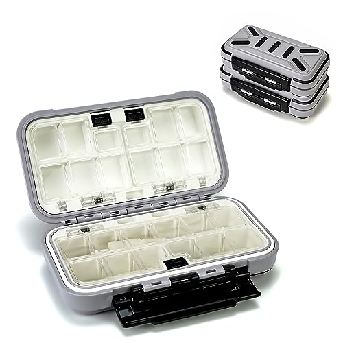 Piscorush 24 Fächer Wasserdicht Köderbox Angeln Tackle Box Spoon Tasche Angel Box Fishing Box Professionelle Angel Zubehör Aufbewahrungsbox Haken Köder Angelbox für Angelzubehör (Grau 2stk) von Piscorush