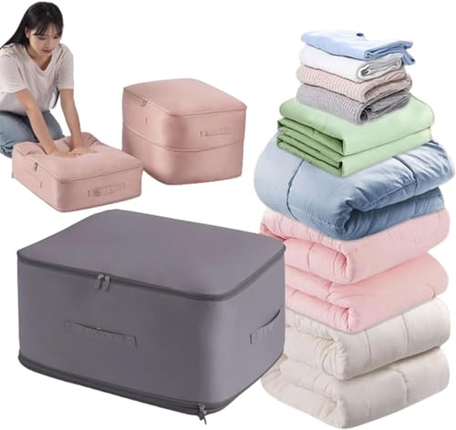 Platzsparender selbstkomprimierender Organizer, platzsparende Aufbewahrungstasche, selbstkomprimierende bewegliche Organizer-Taschen, für Bettdecken, Kleidung, Decken (Grau, XL/54 * 42 * 60cm) von Pisheng