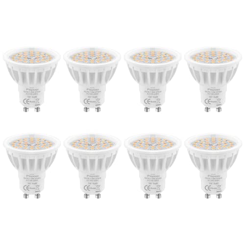 Pispoer GU10 LED Lampe,8er Pack,7.5W Warmweiß 2700K LED Spot,Ersetzt 75W Halogen Lampe,750Lm Ra85 120°Strahlwinkel,LED Birnen,LED Leuchtmittel,AC100-240V. von Pispoer