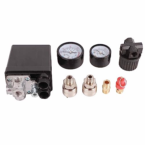 Druckregler mit Druckschalte, Luftkompressor-Druckventil-Schaltersteuerung 1/4 Zoll 90-120 PSI 220 V Verteiler-Regler Luftkompressor-Pumpen-Steuerventil Ventil-Messgeräte Regler von Pissente