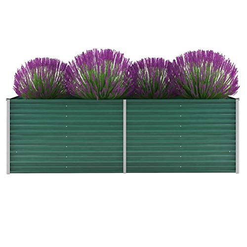 Hochbeet, Blumenkasten Pflanzbeet aus Verzinkter Stahl für Garten Balkon Terrasse, Grün (240 x 80 x 77cm) von Pissente