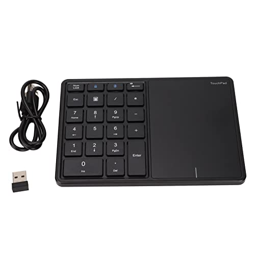 Kabelloser Nummernblock mit 22 Tasten und Touchpad, BT 4.2, 2,4 G, Dual-Modi, Typ-C-Aufladung, 500 mAh-Akku für OS X (Black) von Pissente