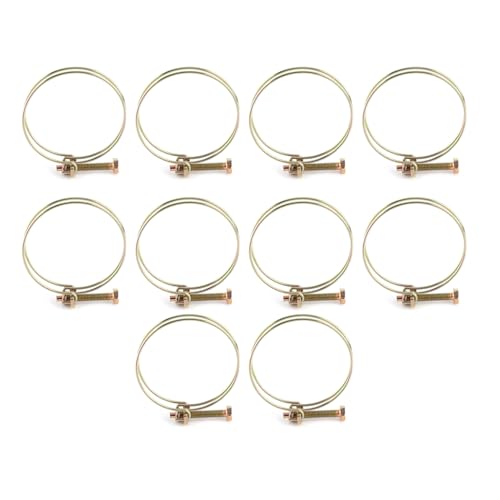 Pissente 10 Stück Schlauchschelle Schlauchbefestigung Schlauchklemmen Verstellbare Doppeldraht-Barb-Klemme Verzinktes Eisen Hochleistung für Sanitär Automotive mit Glatten (57 mm (52-57)) von Pissente