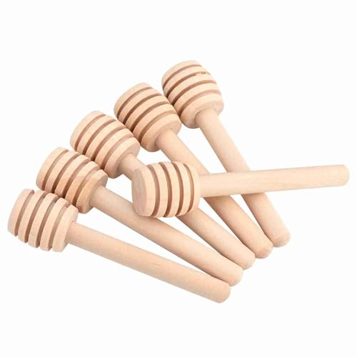 Pissente 50pcs/Set Holzhonig -Dipper -Stock, Mini Glas Niedrigwerkzeug für Honigsirup, Sicherer Langlebiger Langer Griff für Einfache Sammlung und Abgabe (Mini 8CM) von Pissente