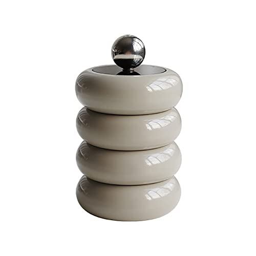 Pissente Baumwollstäbchenhalter mit Deckel, Q-Tip-Halter Aufbewahrungsbehälter Handgefertigt aus Acryl und Edelstahl Badezimmer-Organizer mit Verschließbarem Deckel (Khaki) von Pissente