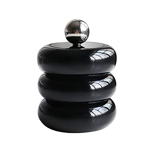 Pissente Baumwollstäbchenhalter mit Deckel, Q-Tip-Halter Aufbewahrungsbehälter Handgefertigt aus Acryl und Edelstahl Badezimmer-Organizer mit Verschließbarem Deckel (Schwarze drei Schichten) von Pissente