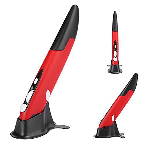 Pissente Kabellose Stiftmaus mit Ergonomischem Design, Plug-and-Play, EIN-/Ausschalter, Einstellbarer DPI für PC-TV (Rot) von Pissente