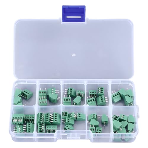 Pissente Klemme Block -Sortiment -Kit -Schraubanschlussanschluss Kit 50pcs 2p 3p 4p KF128 ABS -Leiterplattenmontage mit 2,54 Mm Pitch für Electronics Projects von Pissente