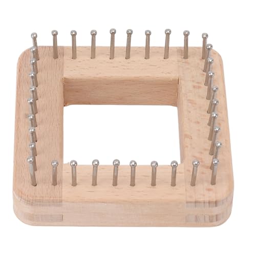 Pissente Mini Square Strickmaschine, Massivholzhäkchen -Werkzeug mit Nicht Abnehmbaren Haken für DIY -Weben und Strickunterricht, Matte, Decke, Hut, Socke (S) von Pissente