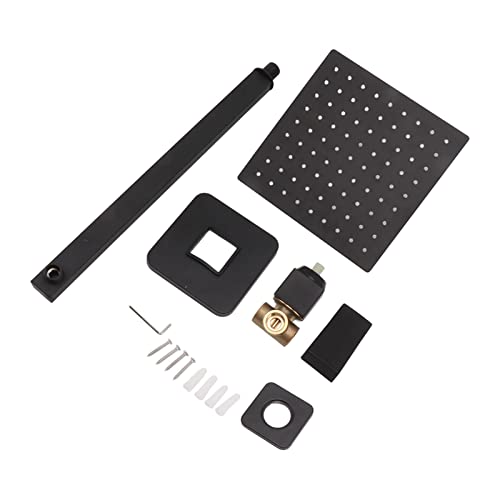 Pissente Regendusche Set Wandmontiertes Quadratisches Duschsystem Schwarz Matt Messing Edelstahl Dusche mit Einhebelmischer für Badezimmer Haushalt von Pissente