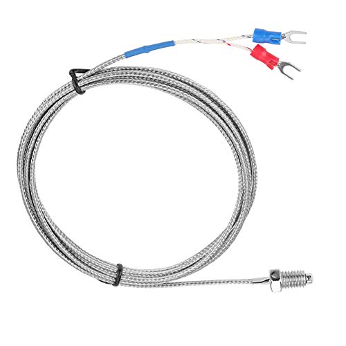 Pissente Typ K Thermoelement Temperatursensor M8 Schraubgewinde Sonde 0-400℃ Schnelle Ansprechzeit mit Verlängerungskabel für Kunststoffmaschinen Textilien Lebensmittelindustrie (2m) von Pissente