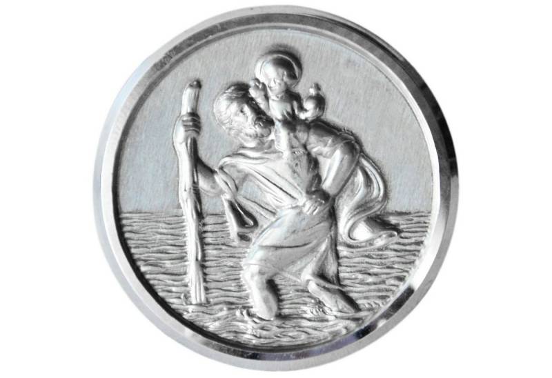 PistolaPeppers Metallschild Heiliger Sankt Christophorus Relief 45 mm Plakette Magnet Halter von PistolaPeppers