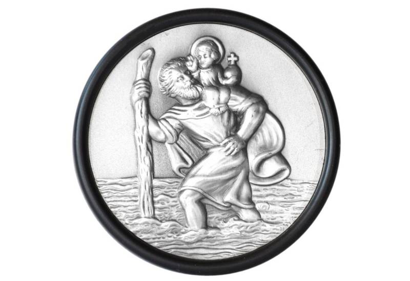 PistolaPeppers Metallschild Heiliger Sankt St. Christophorus 7 cm Relief Emblem mit Rahmen von PistolaPeppers