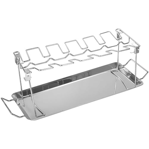 Effizienter Stahlrippen-Kochständer mit doppeltem Griff und Backwerkzeug, Grillrippenhalter für Rippchen, gleichzeitig, spülmaschinenfest, Grillrippenhalter Effizienter Stahlrippen-Kochständer mit doppeltem Griff und Backwerkzeug, Grillrippenhalter für Rippchen, gleichzeitig, spülmaschinenfest, Grillrippenhalter von Pitadue