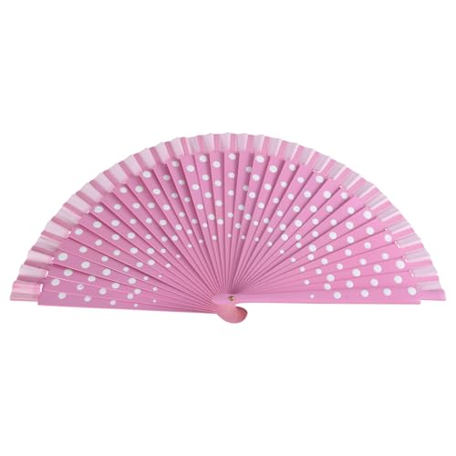 Pitadue Mode Flamenco Spanische Lüfterholz Handlüfter Eleganter Vintage Punkte Muster Faltfächer Kostümfeiern Dekorationen Auftritte Klapperfächer von Pitadue