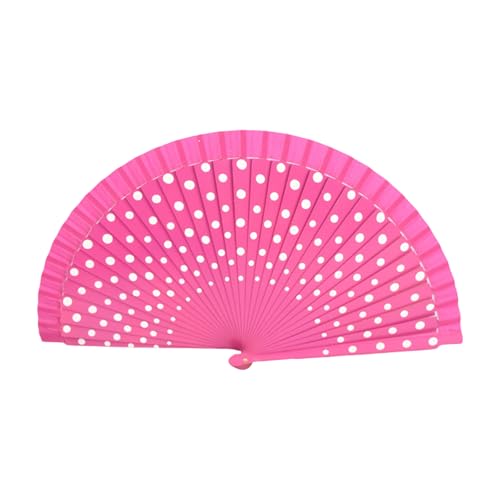 Pitadue Mode Flamenco Spanische Lüfterholz Handlüfter Eleganter Vintage Punkte Muster Faltfächer Kostümfeiern Dekorationen Auftritte Klapperfächer von Pitadue