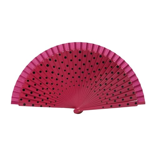 Pitadue Mode Flamenco Spanische Lüfterholz Handlüfter Eleganter Vintage Punkte Muster Faltfächer Kostümfeiern Dekorationen Auftritte Klapperfächer von Pitadue