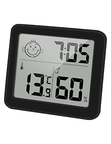 Digitales Thermo-Hygrometer Innen Thermometer Hygrometer Temeo Hygro Indicator 3,2” großer LCD-Bildschirm Temperatur und Luftfeuchtigkeitmessgerät mit Uhr von Pitasha