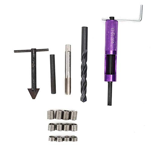 Pithsdp Gewindereparatur-Installationssatz, mit 12-teiligem Handwerkzeug mit Gewindeeinsatz, Edelstahl-Helicoil-Satz, für die mechanische Wartung 1/2-in-13-UNC-Bohrer-Helicoil-Kit(1/2in-13) von Pithsdp