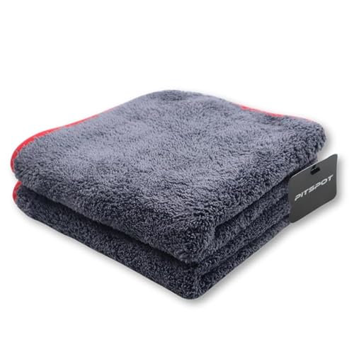 Pitspot® -Mikrofasertuch 1.200 GSM Auto 2er Set, Poliertuch Auto saugstark & weich, 40x40cm, Microfasertuch Autopflege, Auto Mikrofasertuch & Trockentuch Auto polieren von Pitspot
