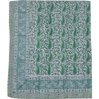 Grüne Kantha Quilt Boho Decke Handgefertigte Bettwäsche Bettdecken von PitterRugsNbedQuilts