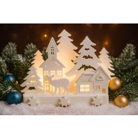 Weihnachtsdeko, Weihnachtsdorf, Winterlandschaft, Winterdeko, Tannenbaum, Rehkitz, Teelichthalter, Teelicht, Beleuchtung, Keraflott, Gießkeramik Weihnachtsdeko, Weihnachtsdorf, Winterlandschaft, Winterdeko, Tannenbaum, Rehkitz, Teelichthalter, Teelicht, Beleuchtung, Keraflott, Gießkeramik von PittisBastelstube