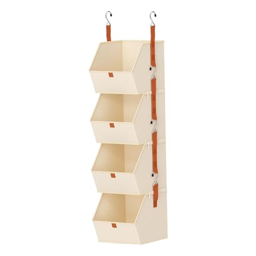 Pitycbo 4 Stufiger Hängeschrank Organizer, Haushaltsutensilien, Robustes Hängeregal für Kleidung, Aufbewahrungsbox für Wohnmobile, Zuhause, Schlafzimmer Und S, Beige von Pitycbo