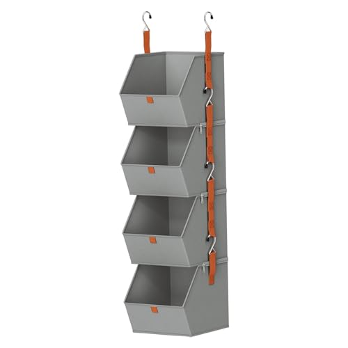 Pitycbo 4 Stufiger Hängeschrank Organizer, Haushaltsutensilien, Robustes Hängeregal für Kleidung, Aufbewahrungsbox für Wohnmobile, Zuhause, Schlafzimmer Und S, Grau von Pitycbo