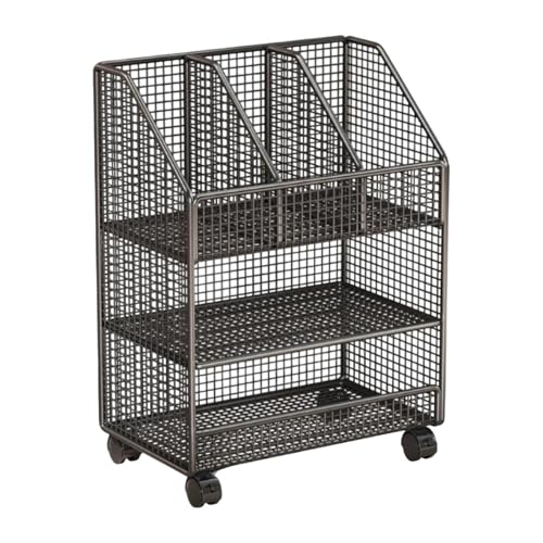Pitycbo Buch Organizer Movable Bookshelf Iron Save Space Offene obere Regal Compact Study Wear Resistant File Rack Dokument Speicher Rack, Dreischichtig von Pitycbo