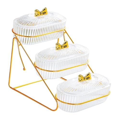Pitycbo Lebensmittel Serviert Tablett Multi Layer Obstplatten Party Liefert Plattenfutterbehälter für Früchte Getrocknete Früchte Wohnzimmer, Transparent, 3 Schichten von Pitycbo