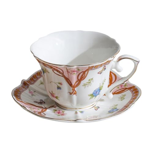 Pitycbo Teetasse Und Untertasse Set Kaffeetasse Vintage Teetasse Set für Geburtstagsgeschenk Einweihungsparty Hochzeit Café von Pitycbo
