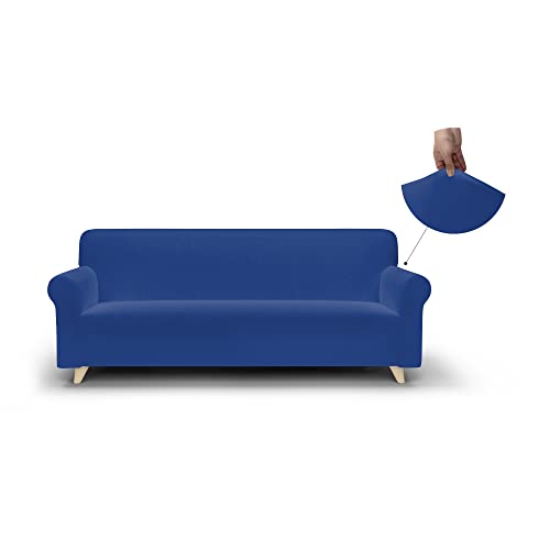 Più bello Bielastische Couchüberzüge Elektrisch blau, Polyester, 3 Plätze von Italian Bed Linen
