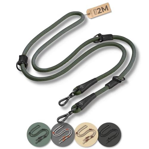 PiuPet® Hundeleine 2m I 3-Fach längenverstellbar I Leine große & kleine Hunde I Hundeleine große Hunde | Leine Hund | Schleppleine (Grün) von PiuPet