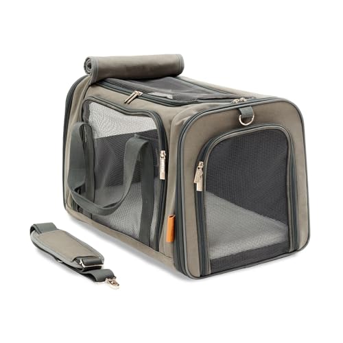 PiuPet® Katzentransportbox I Ideal für Katzen I Stabile Transporttasche mit großem Blickfeld I Transportbox Katze Groß - Stilvolle Katzenbox mit herausnehmbarer Fleecematte von PiuPet