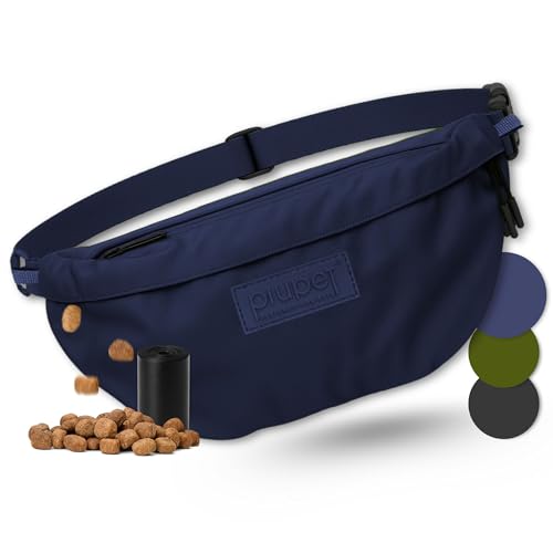 PiuPet® Leckerlitasche für Hunde I Stylische & wasserdichte Gassitasche Hunde mit 3 Reißverschlussfächern I 2-in-1 Bauchtasche Hundetraining & Umhängetasche I Mit herausnehmbare Innentasche (Blau) von PiuPet