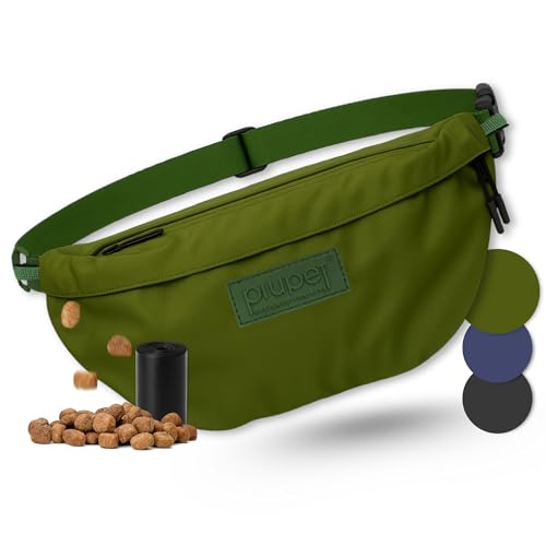 PiuPet® Leckerlitasche für Hunde I Stylische & wasserdichte Gassitasche Hunde mit 3 Reißverschlussfächern I 2-in-1 Bauchtasche Hundetraining & Umhängetasche I Mit herausnehmbare Innentasche (Grün) von PiuPet