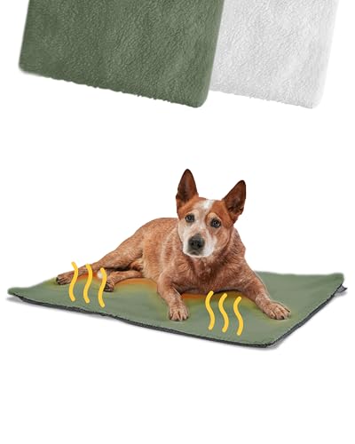 PiuPet® Selbstheizende Decke Hund I 90x60cm I Beheizbare Hundedecke I Selbstwärmende Hundedecke I Heizdecke Hund ohne Strom I Hundematte | Hundedecke Flauschig | Hundedecke Sofa (Für Hunde, Grün) von PiuPet