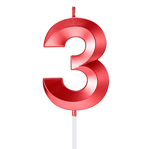 Candles Birthday Candles Birthday Cake Candles Birthday Candle Cake Topper Number Candles Birthday Candles Number Numeral Candles Red Candles Birthday Candles (Metallic Red 3)Q von Piuess